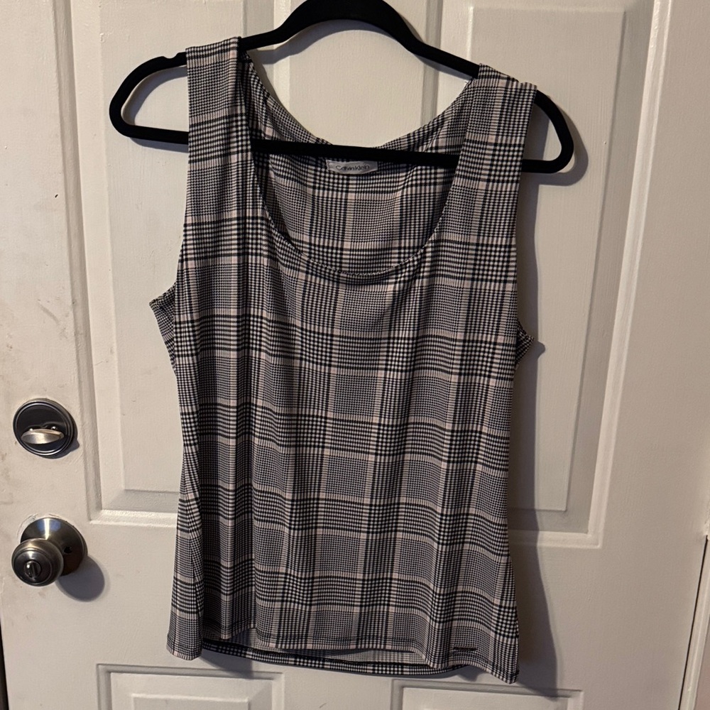 Calvin Klein Black and White Plaid Tank Top - Picture 1 of 3